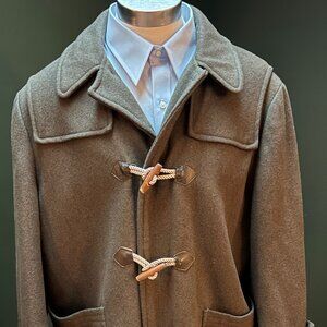 Vintage Peters Olive Green Men's Duffle Coat Size 42 Made in USA